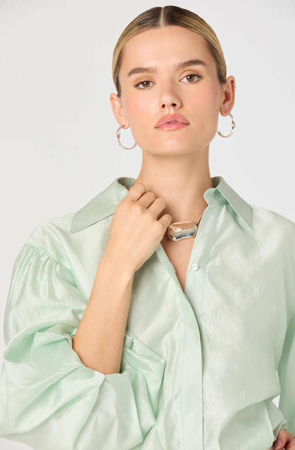 Cordey Collared Balloon Sleeve Poet Top - ASTR the Label