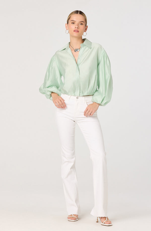 Cordey Collared Balloon Sleeve Poet Top - ASTR the Label