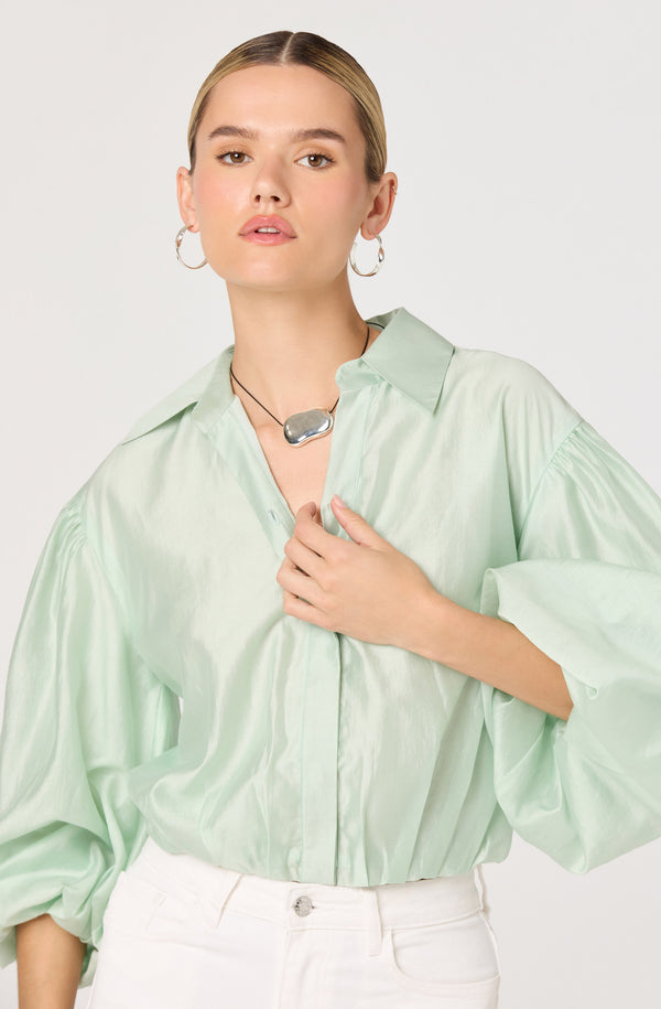Cordey Collared Balloon Sleeve Poet Top - ASTR the Label