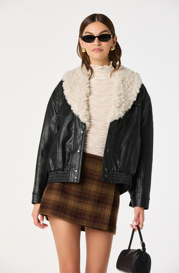 Jonyssa Faux Leather Bomber Jacket - ASTR the Label