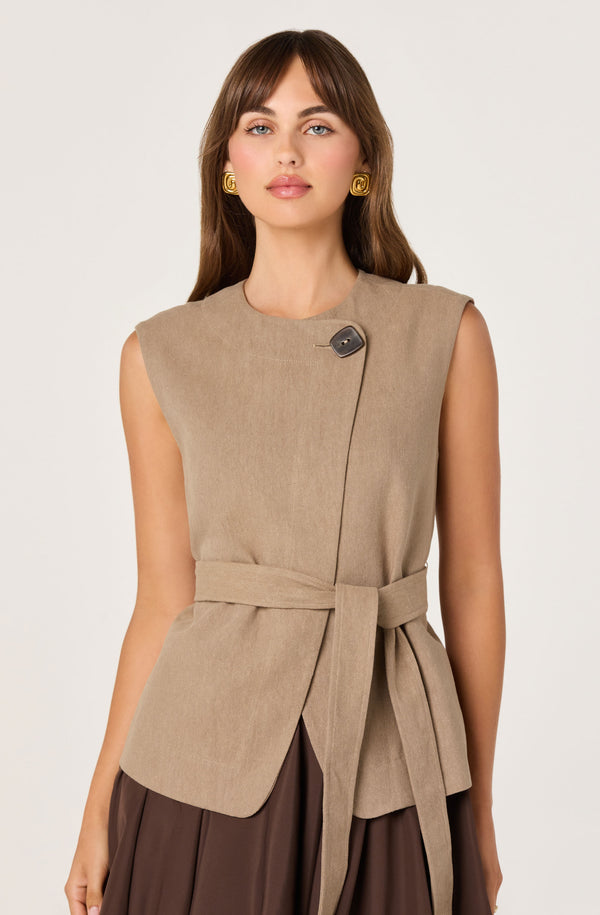 Darrien Belted Asymmetric Vest - ASTR the Label