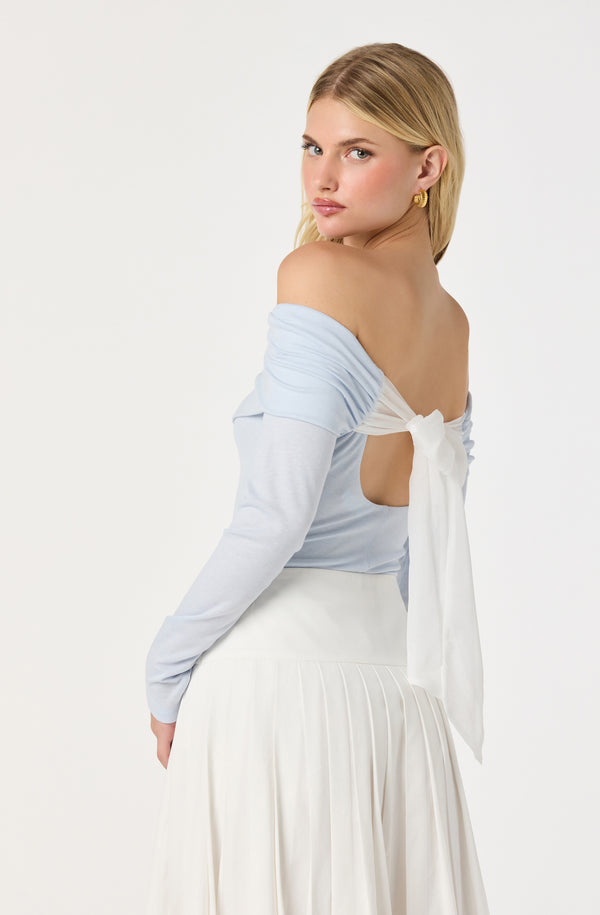 Margie Off-Shoulder Back Bow Top - ASTR the Label