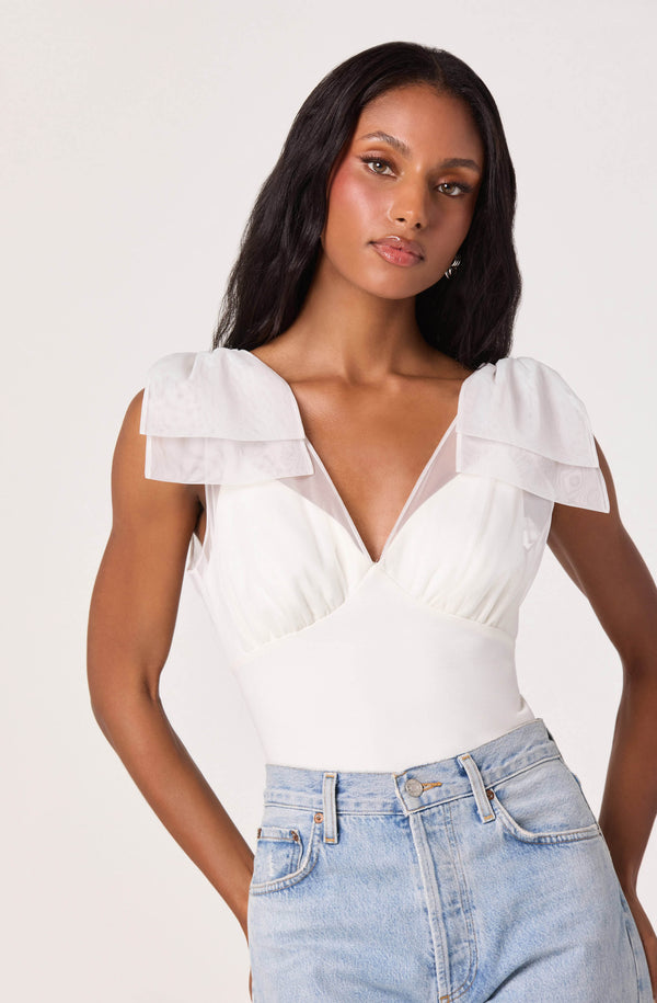 Maelie Tulle Bow-Detail Tank Bodysuit - ASTR the Label