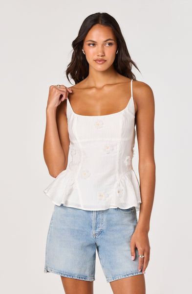 Kassidy Floral Appliqué Peplum Top - ASTR the Label