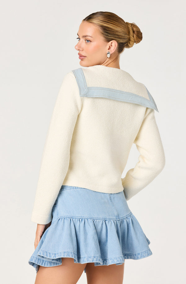 Briley Terry Knit Denim Trim Cardigan - ASTR the Label