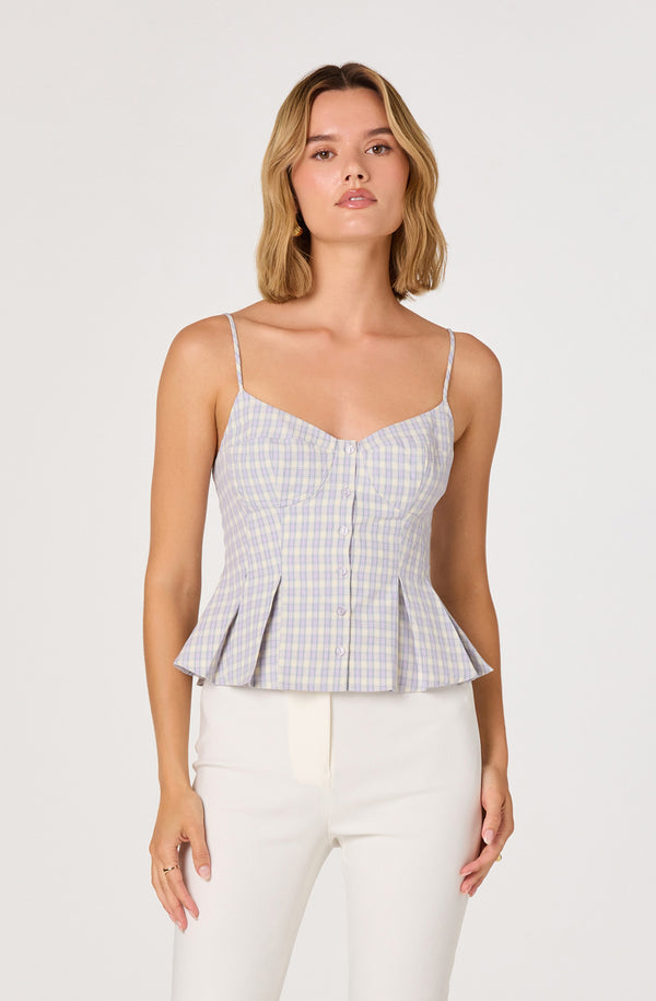 Lesly Gingham Pleated Bustier Top - ASTR the Label