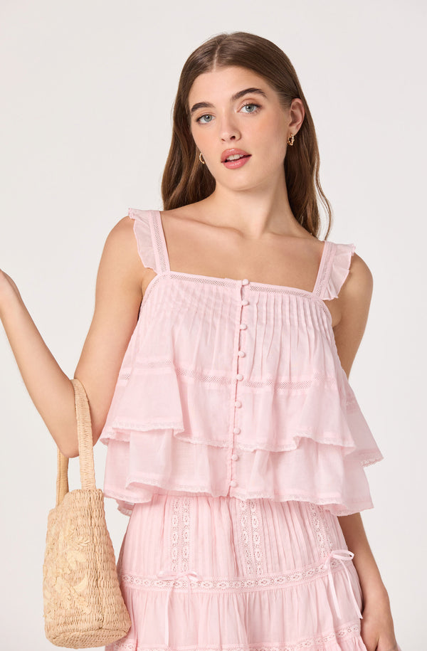 layered babydoll dress ASTR the Label | Delia Tiered Babydoll Top in Pink