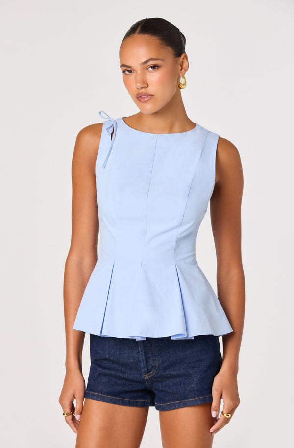 Kalish Shoulder Tie Peplum Top - ASTR the Label