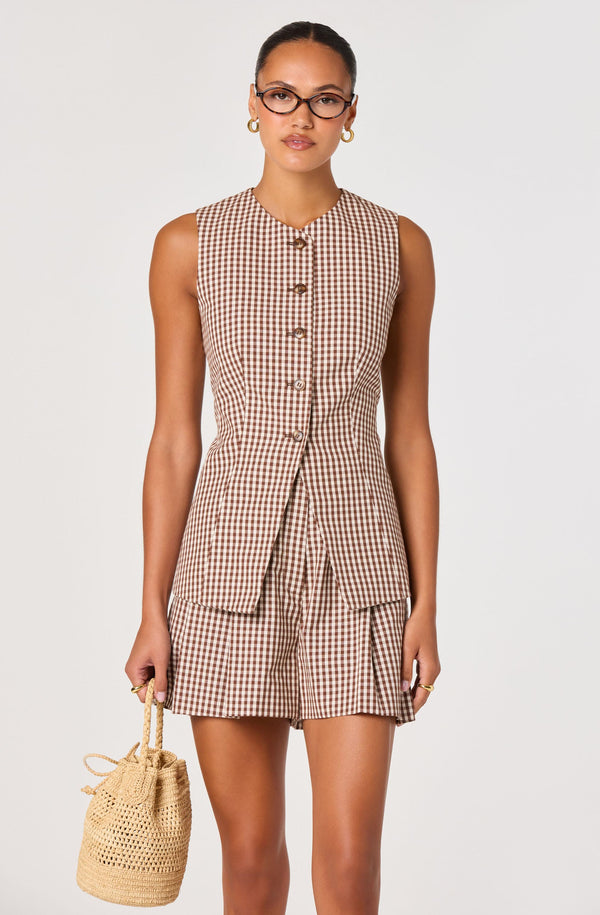 Karan Gingham Longline Vest - ASTR the Label
