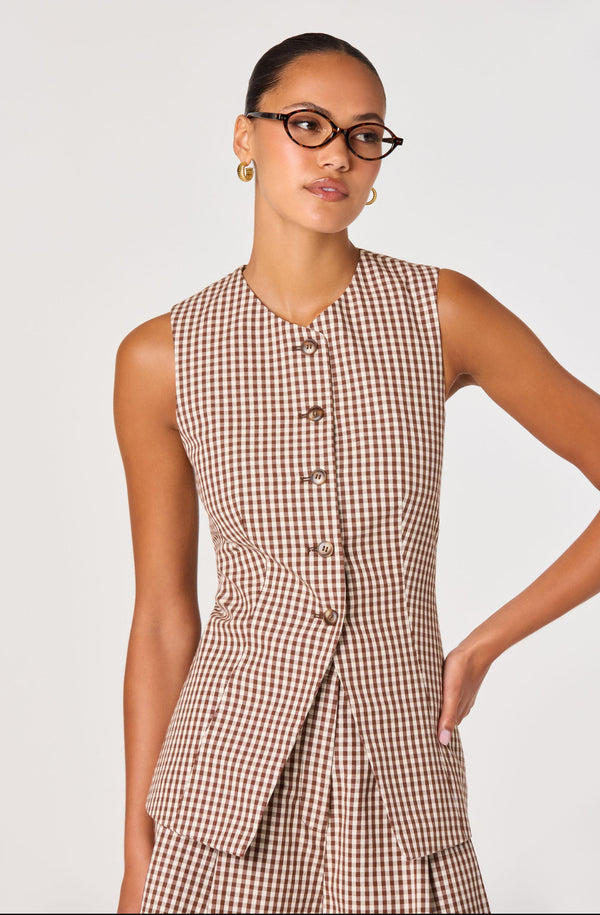 Karan Gingham Longline Vest - ASTR the Label