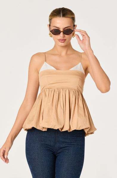 Alon Faux-Layer Bubble Peplum Top - ASTR the Label