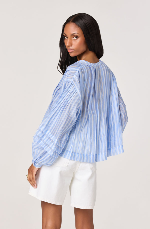 Ericka Striped Balloon Sleeve Blouse - ASTR the Label