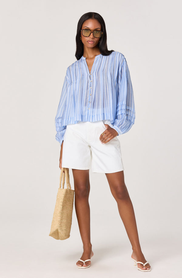 Ericka Striped Balloon Sleeve Blouse - ASTR the Label