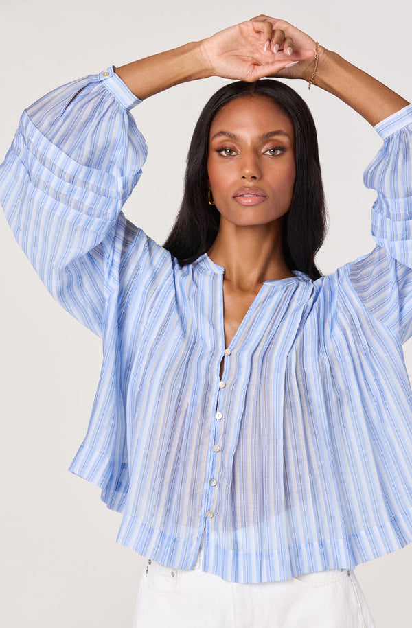 Ericka Striped Balloon Sleeve Blouse - ASTR the Label