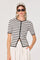Sticky add to cart - Henrie Striped Ribbed Short-Sleeve Cardigan