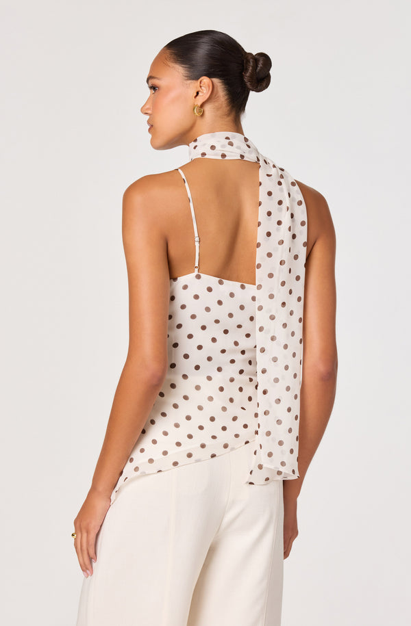 Adrie Polka Dot Scarf Detail Top - ASTR the Label