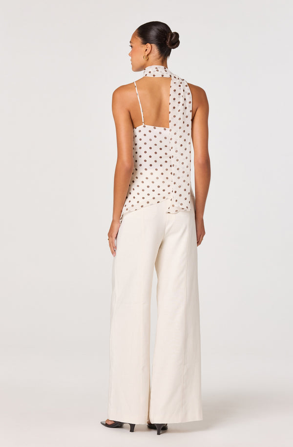 Adrie Polka Dot Scarf Detail Top - ASTR the Label