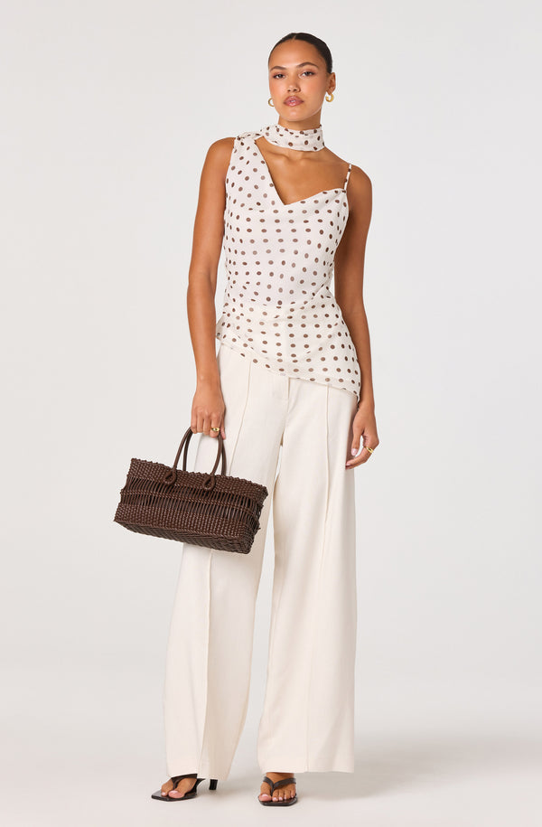 トップス BEEDEN DOTS SCARF NECK TOPS トップス BEEDEN DOTS SCARF NECK TOPS Chiffon top with polka-dot
