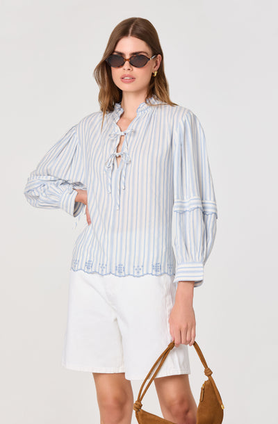 Taliyah Striped Peasant Blouse