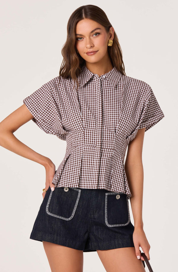 Beck Pleated Button-Front Top - ASTR the Label