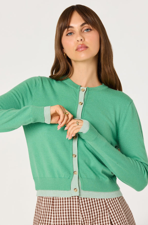 Clovis Color Block Faux Layered Cardigan - ASTR the Label