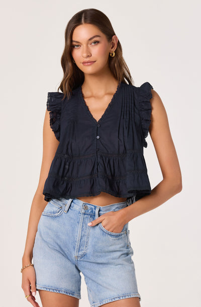 Julie Flutter Sleeve Cropped Top