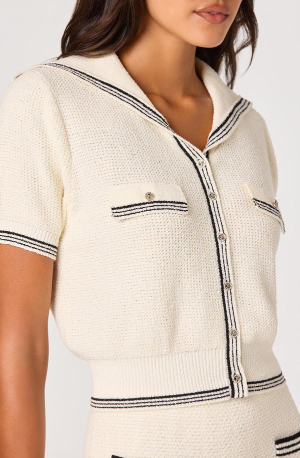 Dynasty Terry Knit Sailor Cardigan - ASTR the Label