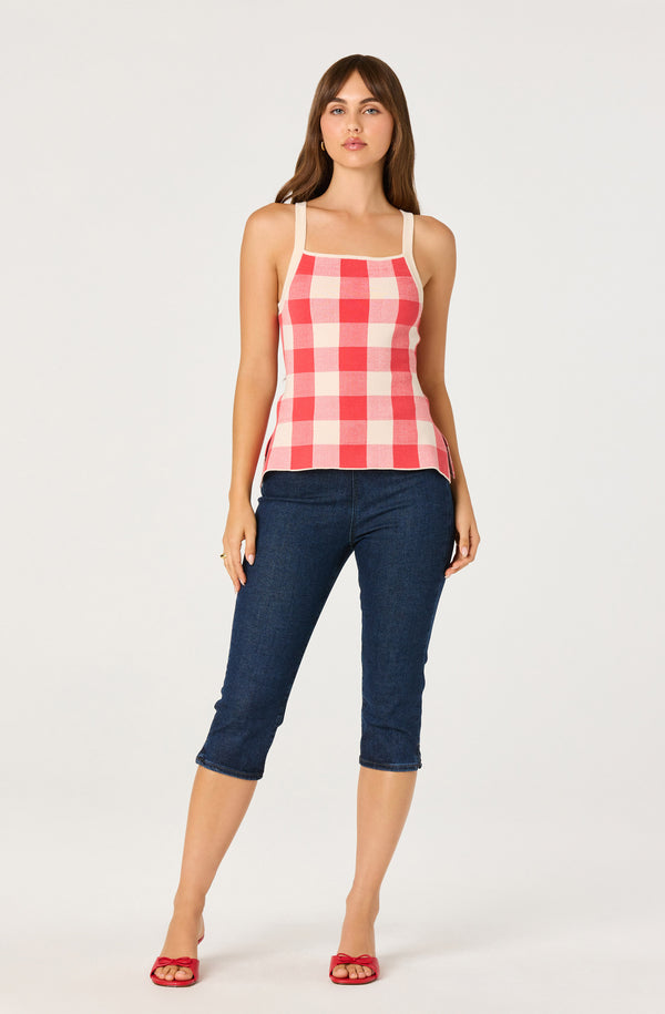 Sue Check Square-Neck Top - ASTR the Label