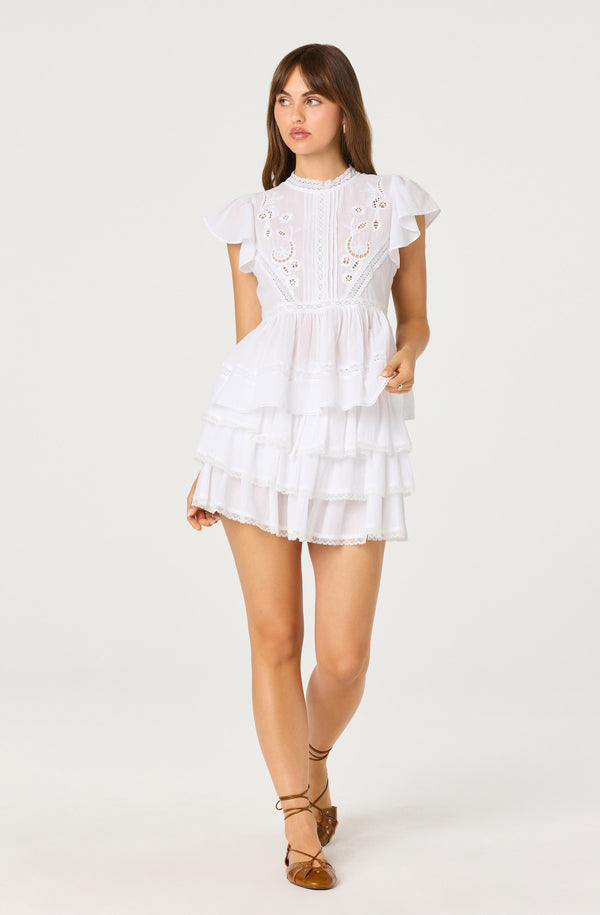Jenny Eyelet Flutter Sleeve Top - ASTR the Label