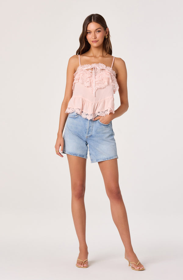 Cosette Ruffled Lace Trim Cami - ASTR the Label