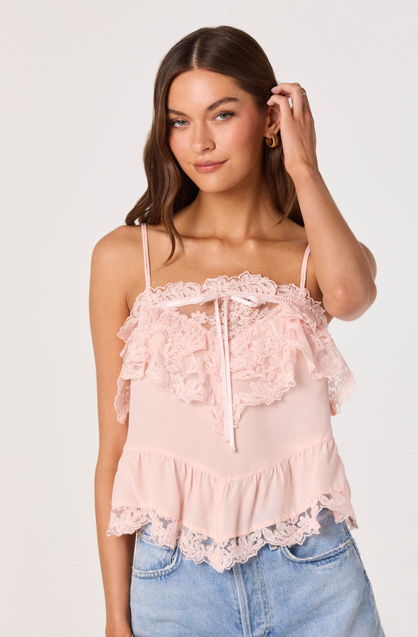 Cosette Ruffled Lace Trim Cami - ASTR the Label