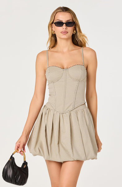 Chasity Houndstooth Bustier Top - ASTR the Label