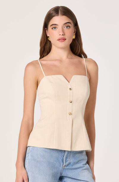 Britta Button-Front Spaghetti Strap Top