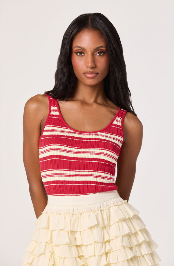 Kaylea Striped Scoop Neck Tank Top - ASTR the Label