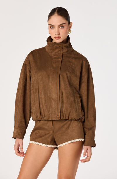 Cooper Faux Suede Bomber Jacket