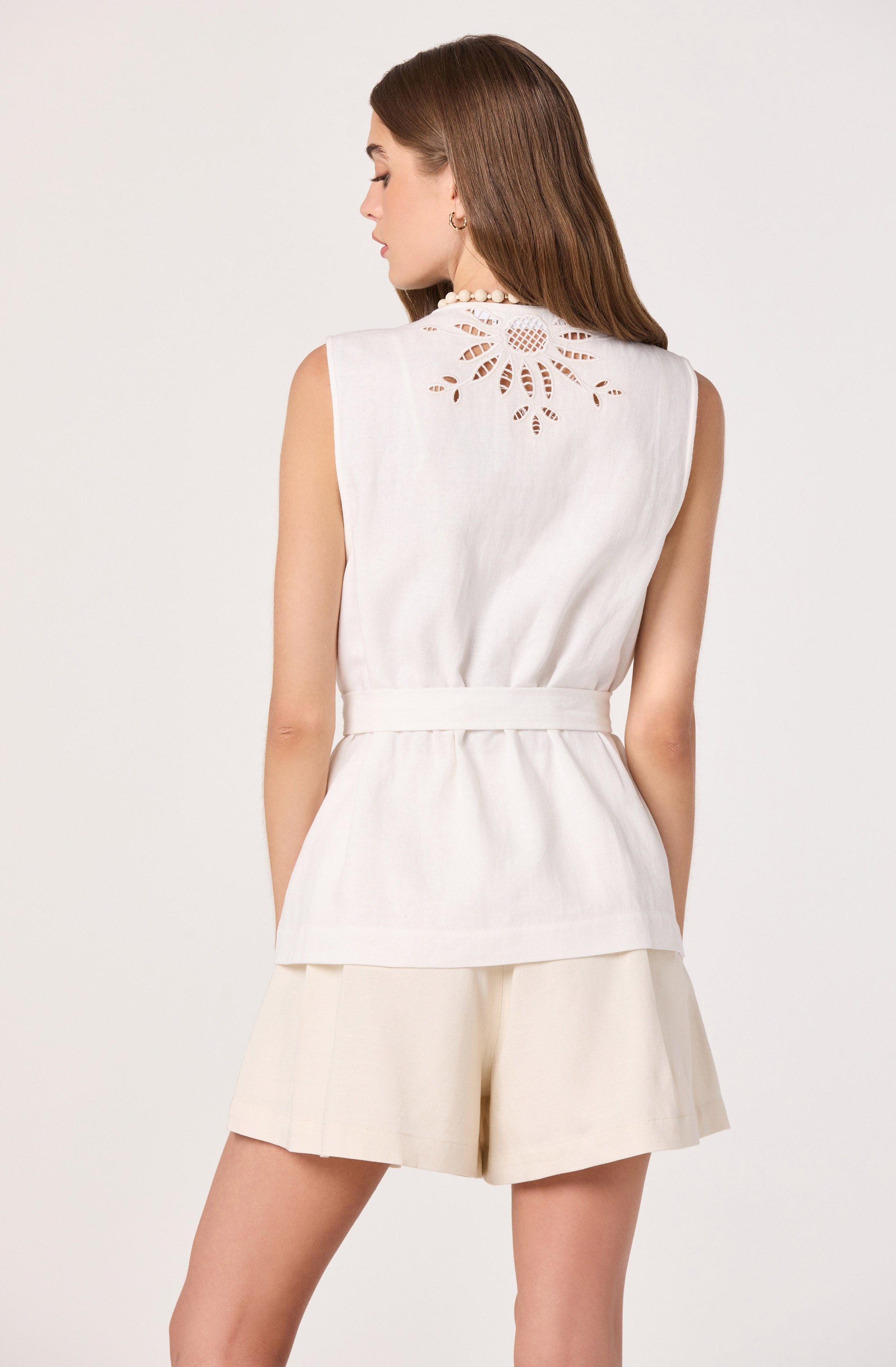Greta Cutwork Embroidery Longline Vest - ASTR the Label