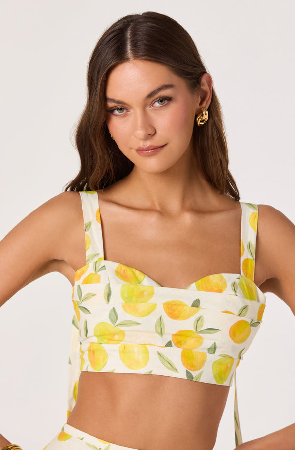 Myria Print Tie-Strap Cropped Bustier Top - ASTR the Label