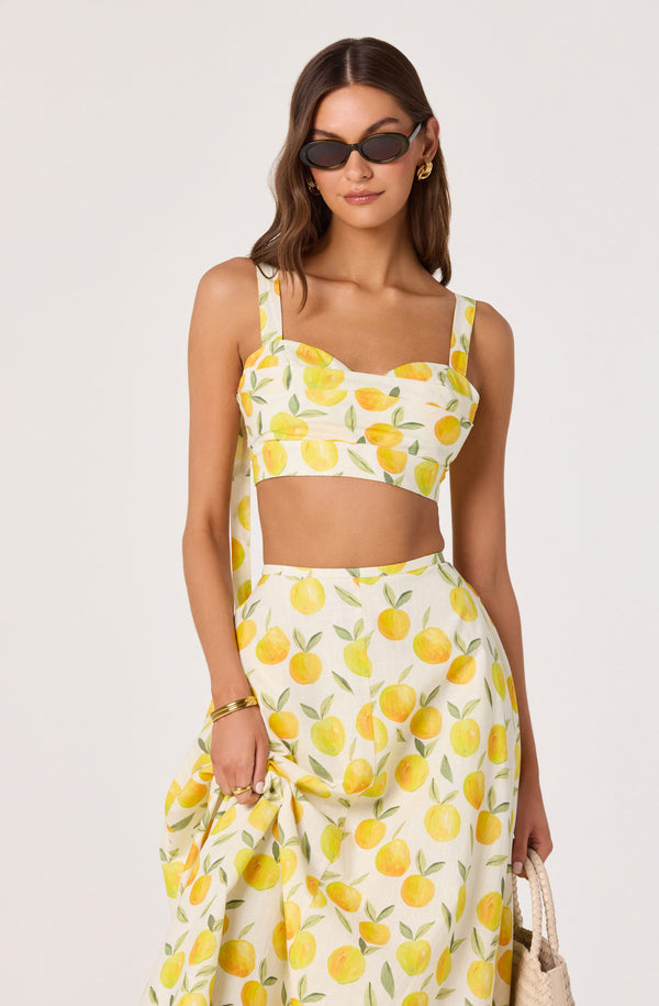 Myria Print Tie-Strap Cropped Bustier Top - ASTR the Label