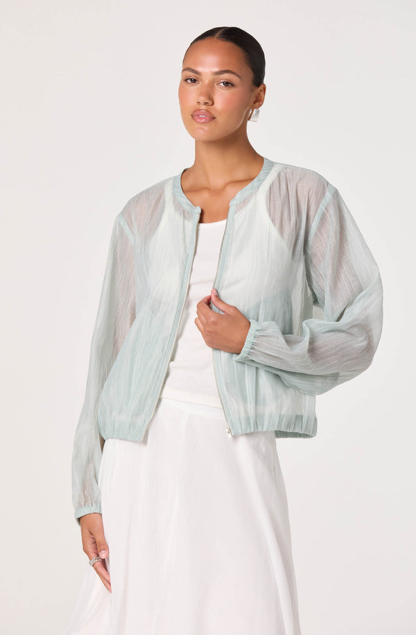 Aeva Sheer Chiffon Bomber Jacket - ASTR the Label