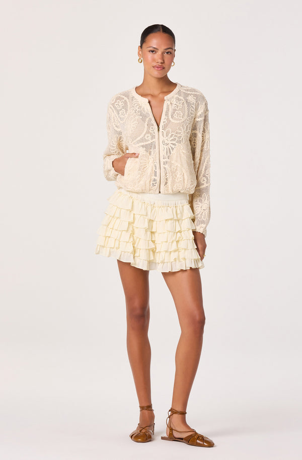 新品未使用　アエレ　aere sheer chambray half coat Aeva Embroidered Crochet Bomber Jacket - ASTR the Label
