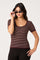 Sticky add to cart - Cindra Striped Ribbed Knit Tee