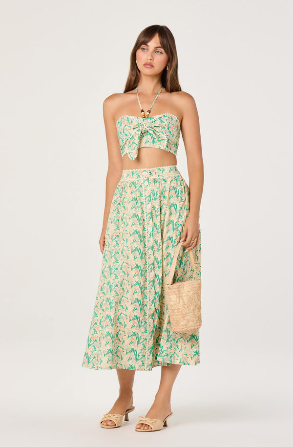 ASTR the Label | Kehlani Bandeau Halter Top in Green Pink Multi