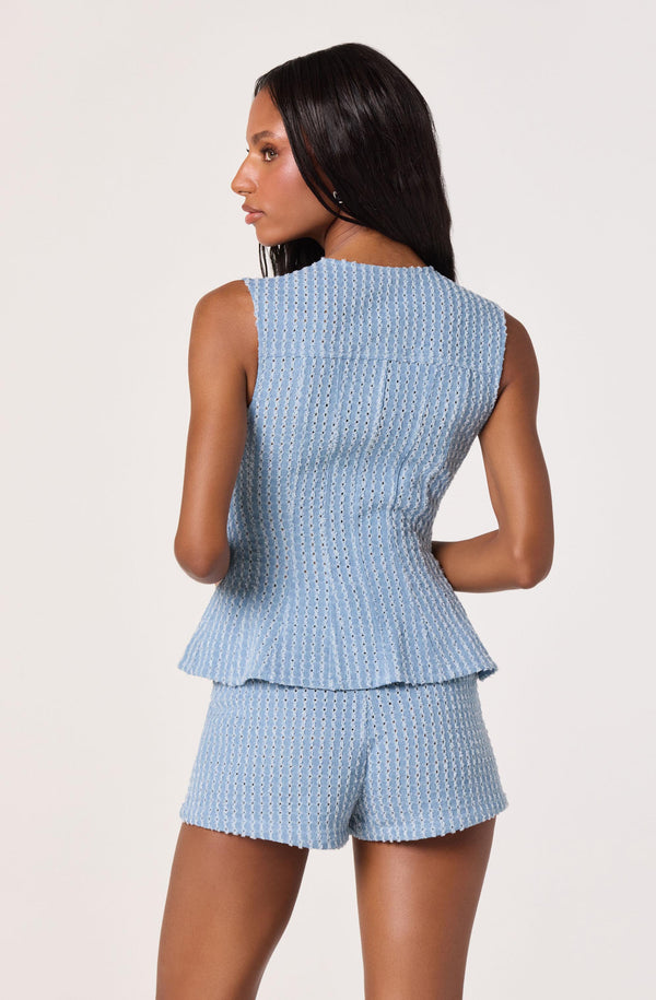 Noa Denim Peplum Vest - ASTR the Label