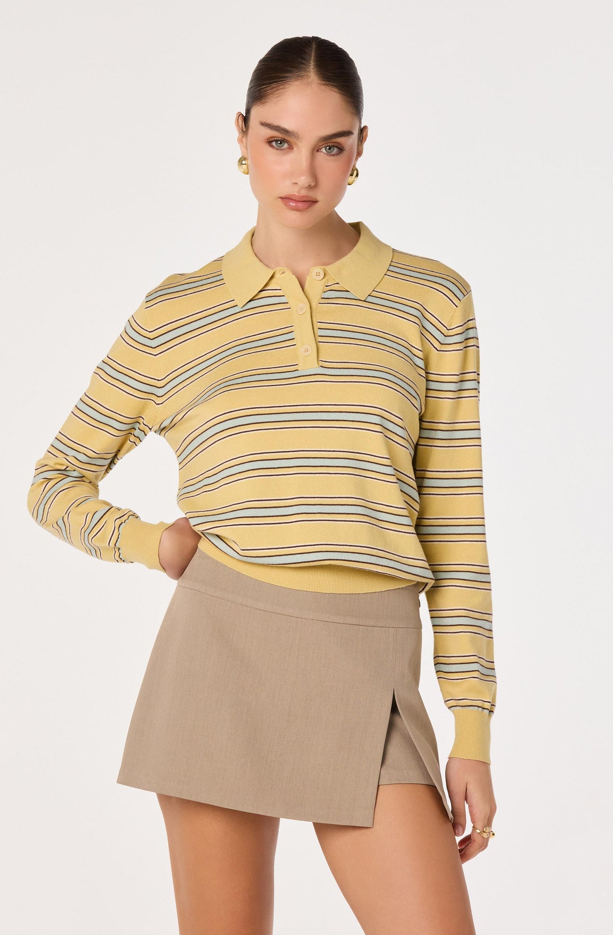 Dora Striped Polo Sweater