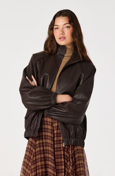 Shayna Faux Leather Bomber Jacket