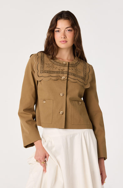 Cleo Sailor-Collar Cropped Jacket - ASTR the Label
