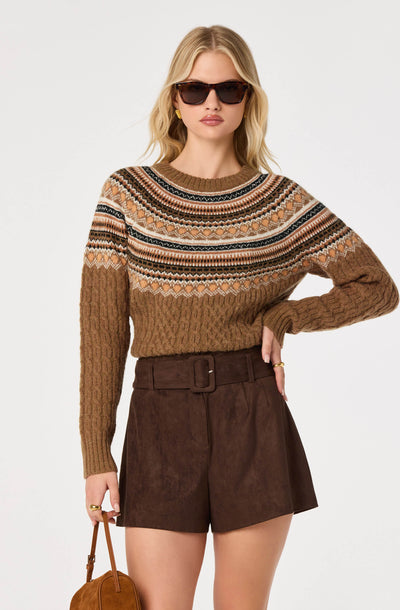 Daria Fair Isle Cable Knit Sweater