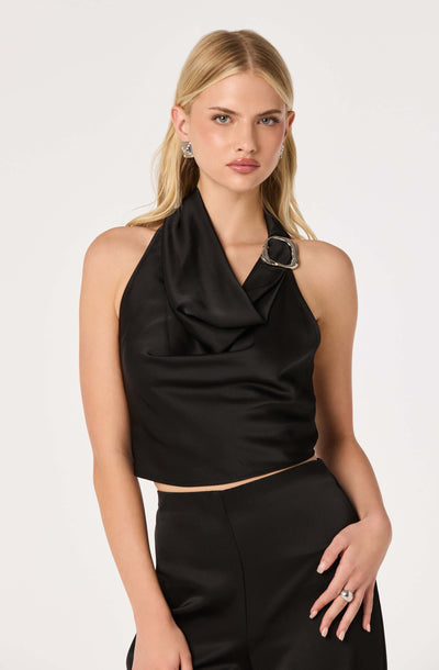 Ivana Satin Cowl Halter Top