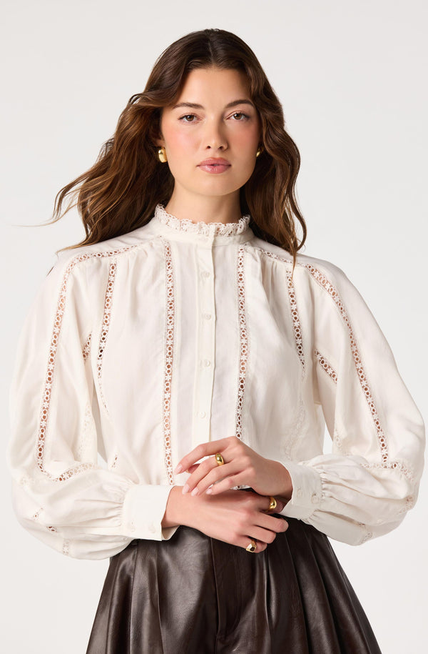Edith Eyelet Lace-Trim Blouse - ASTR the Label