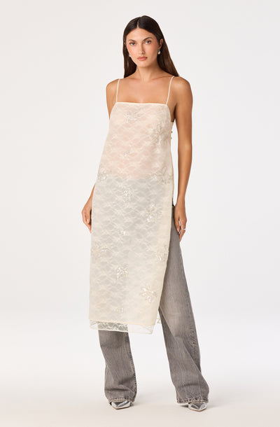 Helena Beaded Lace Longline Tunic Top